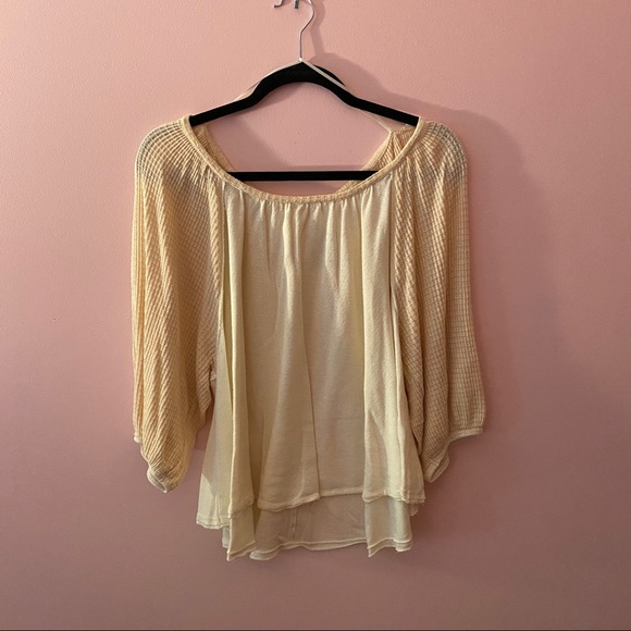 free people waffle arms top - Picture 1 of 3